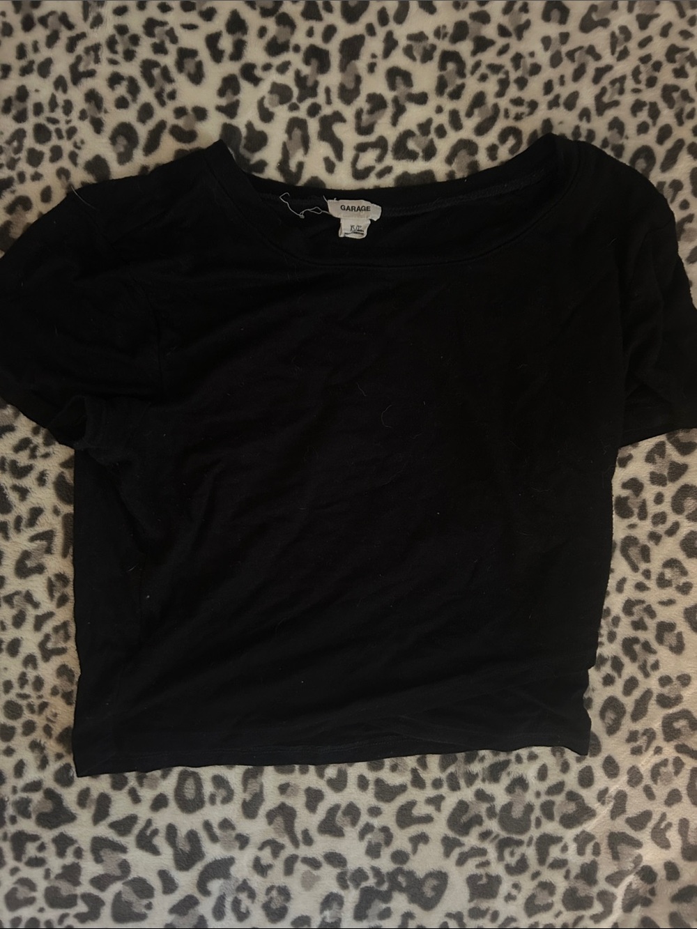 Garage Black Short Sleeve Crop Top